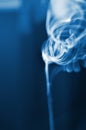 The smoke from the incense sticks. Abstract art. Soft focus. Color of the year 2020 Classic Blue. Royalty Free Stock Photo