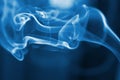 The smoke from the incense sticks. Abstract art. Soft focus. Color of the year 2020 Classic Blue. Royalty Free Stock Photo