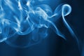 The smoke from the incense sticks. Abstract art. Soft focus. Color of the year 2020 Classic Blue. Royalty Free Stock Photo