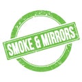 SMOKE & MIRRORS text on green grungy round stamp