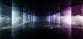 Smoke Modern Elegant Purple Blue Glow Architecture Grunge Concrete Columns Cement Reflective Underground Hallway Room Garage