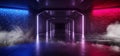 Smoke Neon Glowing Retro Brick Walls Purple Blue Stage Night Club Vibrant Corridor Tunnel Laser Show Dark Empty Background Royalty Free Stock Photo