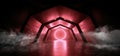 Smoke Neon Lights Futuristic Sci Fi Vibrant Red Dark Background Graphic Corridor Tunnel Spaceship Alien Garage Underground Circle Royalty Free Stock Photo