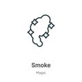 Smoke outline vector icon. Thin line black smoke icon, flat vector simple element illustration from editable magic concept