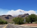 Smoke plume from huge Arizona wildfire - Catalina Mountains, Tucson Royalty Free Stock Photo