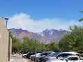 Smoke plume from huge Arizona wildfire - Catalina Mountains, Tucson Royalty Free Stock Photo