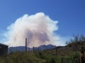 Smoke plume from huge Arizona wildfire - Catalina Mountains, Tucson Royalty Free Stock Photo