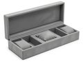 Luxury Grey Velvet Watch Box Organizer - 3-Slot Jewelry Display Case with Pillows on white background Royalty Free Stock Photo