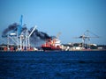 Environmental Smoke Pollution from Container Ship Royalty Free Stock Photo