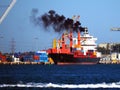 Environmental Smoke Pollution from Container Ship Royalty Free Stock Photo