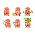 Smoke pork cartoon character with cute emoticon bring money