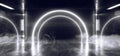 Smoke Portal Background Sci Fi Neon Arc Circle Shaped Futuristic Alien Spaceship Dance Club Stage Glowing White Laser Led Lights