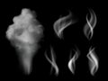 Smoke realistic. Hot steam vape on kitchen smells vector 3d collection isolated