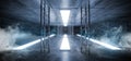 Smoke Sci Fi Futuristic Concrete Grunge Reflective Spaceship Led Laser Panel Stage Metal Structure Lights Long Hall Room Corridor