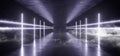 Smoke Sci Fi Futuristic Modern Grunge Concrete White Blue Glowing Stage Hall Garage Underground Room Tunnel Corridor Dark Royalty Free Stock Photo