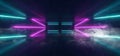 Smoke Sci Fi Futuristic Neon Glowing Purple Blue Laser Lines Reflective Concrete Grunge Dark Night Show Stage Entrance Garage