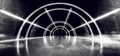 Smoke Sci Fi Futuristic Oval Concrete Grunge Circle Tunnel Corridor Led Laser Neon White Glow Shapes Alien Spaceship Steam Empty