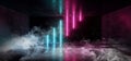 Smoke Sci Fi Neon Background Cyberpunk Futuristic Luminous Psychedelic Abstract Shaped Purple Pink Blue Ultraviolet Club Dance Royalty Free Stock Photo