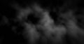 Smoke slowly floating like fog or clouds through space against black background, grey fractal