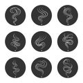 Smoke smell icons in circles