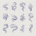 Smoke smell line sketch icons