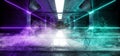 Smoke Smoke Alien Sci Fi Neon Led Laser Blue Purple Glowing Dark Light Lines In Futuristic Modern Construction Stage Tunnel Grunge