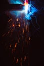 Smoke and sparks on a black background. The great explosion and the formation of a new universe. An abstract image of outer space. Royalty Free Stock Photo