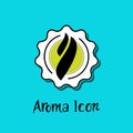Smoke steam aroma inside star badge vector icon Royalty Free Stock Photo