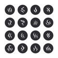 Smoke, steam flat line icons. Fumes shapes aroma smell, heat illustrations. Evaporation signs, solid silhouette Royalty Free Stock Photo