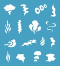 Smoke and steam silhouette icons. Smoking clouds from chimney or fire Royalty Free Stock Photo