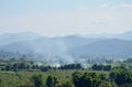 Smoke from straw burning on paddy field Royalty Free Stock Photo