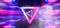 Smoke Studio Sci Fi Neon Glowing Triangle Sphere Circle Gate Portal Gradient Purple Blue Retro Alien Spaceship Reflective