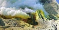 SMOKE OF SULFUR ON KAWAH IJEN VOLCANO Royalty Free Stock Photo