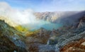 SMOKE OF SULFUR ON KAWAH IJEN VOLCANO Royalty Free Stock Photo