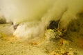 Smoke in sulfur mine at volcano Ijen Royalty Free Stock Photo