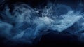 Smoke swirling effect. Ink drop in water on dark blue background. Generative AI Royalty Free Stock Photo