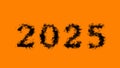 2025 smoke text effect orange isolated background