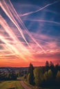 smoke trails left by an airplane in the sky