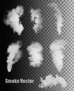 Smoke vectors on transparent background. Royalty Free Stock Photo