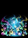 Smoke and versicoloured bubbles Royalty Free Stock Photo