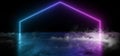 Smoke Virtual Neon Laser Glowing Purple Blue Gradient Vibrant Show Night Dark Empty Grunge Concrete Shaped Lights Bright