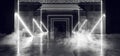 Smoke Virtual Path Sci Fi Neon Glowing Fluorescent Laser Alienship Stage Dance Lights White In Dark Empty Grunge Concrete Neon