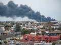 Smoke from a warehouse fire that occurred in West Footscray. Melbourne, VIC Australia.