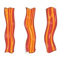 Smoked bacon sliced streaky cooked crispy delicious flat design