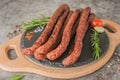 Smoked beer sausages - close-up