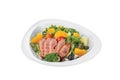 Smoked Breast Duck Mixed Salad, Orange on White Plate