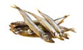 Smoked capelin isolated on white background Royalty Free Stock Photo