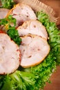 Smoked chicken roulade with salad Royalty Free Stock Photo