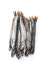 Smoked dry capelin isolated on white background Royalty Free Stock Photo