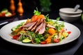 smoked duck salad with fresh vegetables